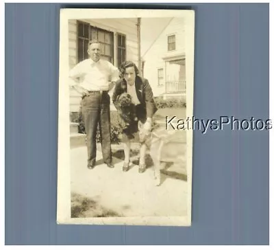 Found B&w Photo H_4875 Man Woman And Two Dogs • $6.98