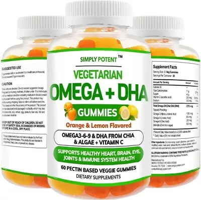 Simply Potent Omega 3 Gummies Fish Oil Free Vegan Omega 3 6 9 + Dha Chia Seed  • $70.90