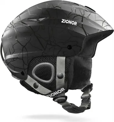ZIONOR Lagopus H1 Ski Snowboard Helmet Adult Sz Large W/Bag Black  Crack Design  • $32.47