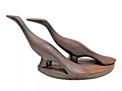 MCM Teak Carved Bird Sculpture Mid Century Goose Duck Loon Vintage Teak #AM • $65