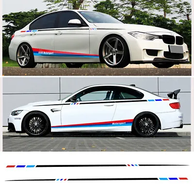 $15.99 • Buy M Power Tri Color Sticker Side Skirt Decal For BMW 1 3 4 5 6 7 M3 M5 M6 X1 X3 X5