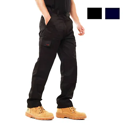 Mens Cargo Combat Work Trousers By RSW Size 30 To 42 - BLACK NAVY CHINO PANTS • £14.99