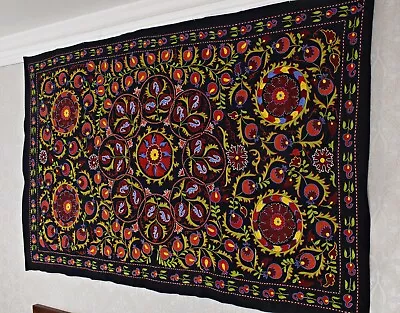 Uzbek Hand Embroidered Suzani Fabrictapestry Wall Hangingtableclothblanket • $338.99