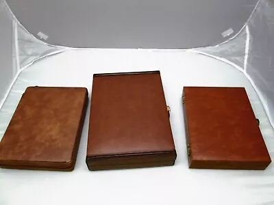 Lot X 3 Vintage Travel Magnetic Backgammon Faux Leather Case/Box Boards Only • $29.95