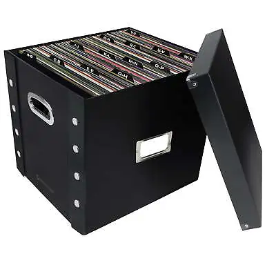 Vinyl Records Storage Box With 13 Count Record Guides Black Adults • $38.96