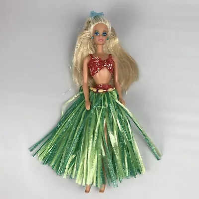 Vintage Tinsel Hair Barbie Wearing Polynesian Hawaiian Hula Girl Outfit • $11