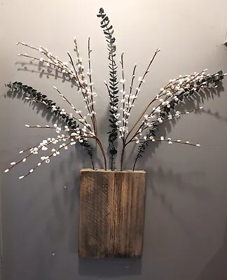 Wooden Wall Vase With Dried Eucalyptus . Beautiful Unusual Display  • £25