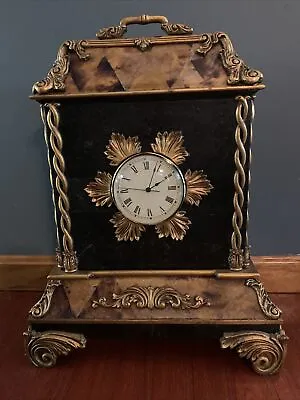 $1399.99 • Buy MAITLAND SMITH Mantel Faux Tortoise Shell Marble Gold Clock Made In Philippines