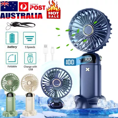 Mini Hand-held Fan Portable Folding Desk Fan Cooler Cooling USB Rechargeable YA • $18.36