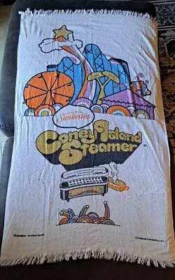 VTG 1977 Psychedelic Groovy Coney Island Steamer Cannon Sunbeam Beach Towel • $37.78