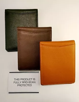 Top QualityLeather Men's Bi-Fold Slim / Mini Wallet RFID - Various Colors • $13.99