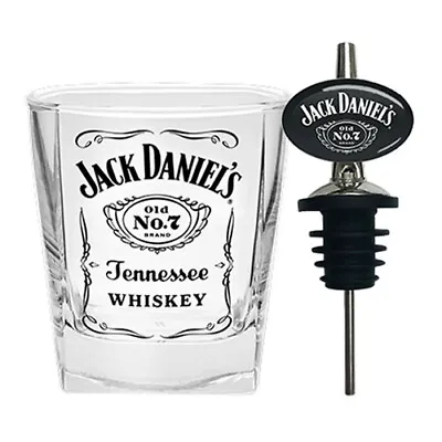 JACK DANIEL'S SPIRIT GLASS & POURER SET OLD No.7 BRAND • $25.95