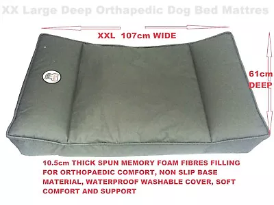XX Large Orthopaedic Dog Bed/Mattress. 10cm Thick Soft Memory Foam Spun Fibres • £26.95