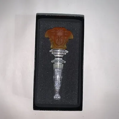 Pre-loved VERSACE X ROSENTHAL Lead Crystal Frosted Amber MEDUSA Head Stopper • $299.99