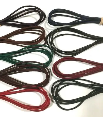 £9.47 • Buy 4mm ROUND Genuine LEATHER Boot Shoe LACES Lace Lacing Shoelace Bootlace RATS BUM