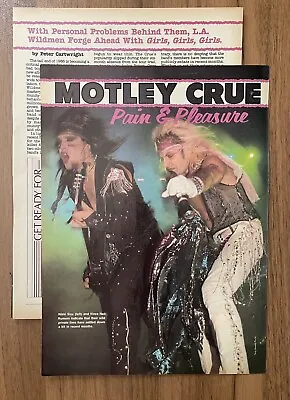 Vintage Motley Crue Vince Neil Nikki Sixx Mick Mars Complete Magazine Article • $10.99
