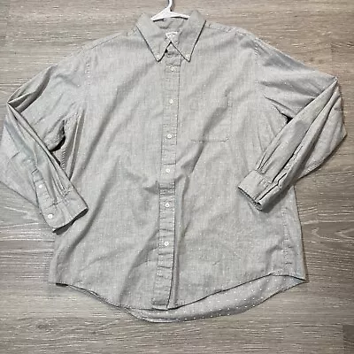 Brooks Brothers Shirt Men XL Gray Polka Dot Regent Fit Long Sleeve Button Up • $16.19