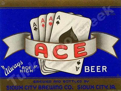 ACE BEER LABEL 9  X 12  METAL SIGN • $14.99