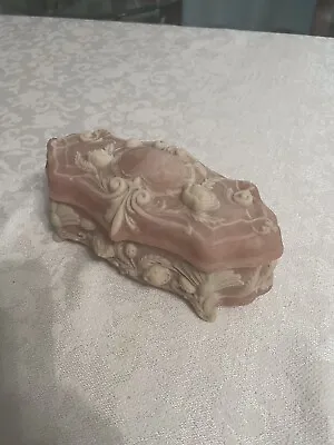 £34.61 • Buy Vintage, Genuine Dusty Rose Incolay Stone Jewelry Trinket Box, Handcrafted
