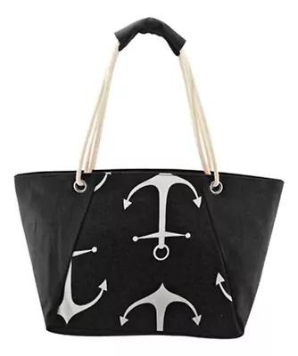 Large Nautical Pattern Summer Rope Handle Canvas Beach Holiday Shopping Bag • £11.99