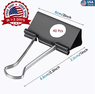 Extra Large Binder Clips (40Pack) 2 Inch Big Paper Clamps For Office Supplies • $15.03