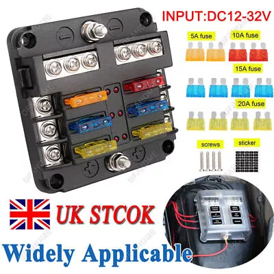 £10.34 • Buy 6 Way Blade Fuse Box  Bus Bar Car Kit Marine Fuse Box Holder 12V/32V With Cover;