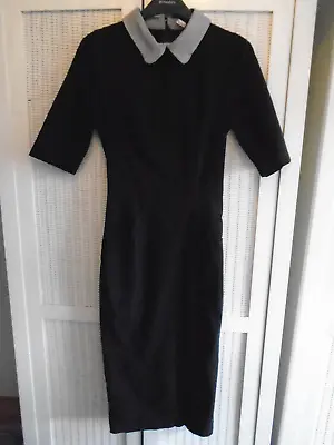 £10.99 • Buy Size 10 Black Wiggle Dress Vintage Style By Collectif London Wednesday Adams