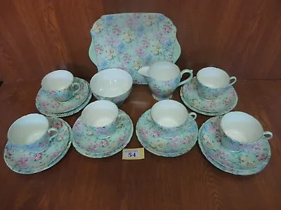 £285 • Buy Shelley MELODY Green Tea Trio Set - Cups & Saucers  Plates  Milk Jug  Sugar Bowl