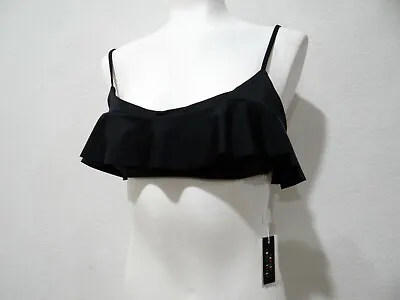 Nwt Milly Cabana Ruffle Bikini Top Black Size Small L (new) • $9.99