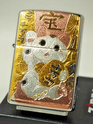 Zippo Manekineko Money Beckoning Cat Lucky Cat Treasure Electroforming Japan • £63.64