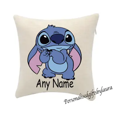 Stitch Lilo Stitch Cushion Cover Personalise Any Name (cover Only) 20cmx20cm • £5.99