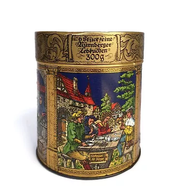 E. OTTO SCHMIDT Round German Cookie Tin - Estate Find • $12.95