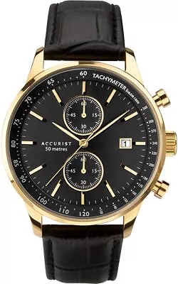 Accurist Mens Watch Black Dial And Black Strap 7278 • £44.99