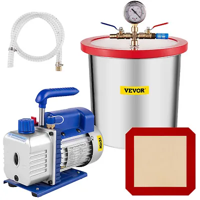 $109.99 • Buy VEVOR 3 Gallon Vacuum Chamber Kit With 3.6 CFM Vacuum Pump 12L Degassing Chamber