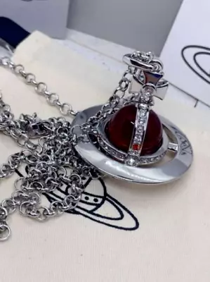 Vivienne Westwood Silver Red Orb Pendant Necklace With Packaging Box • $26.99