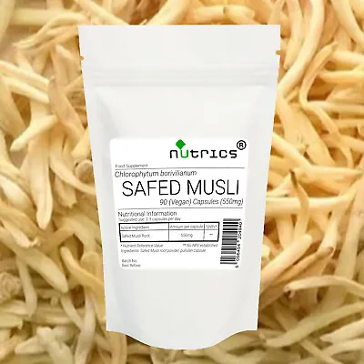 Nutrics® SAFED MUSLI WHITE MUSALI 100% Pure 550mg X 90 Vegan Capsules • £9.99