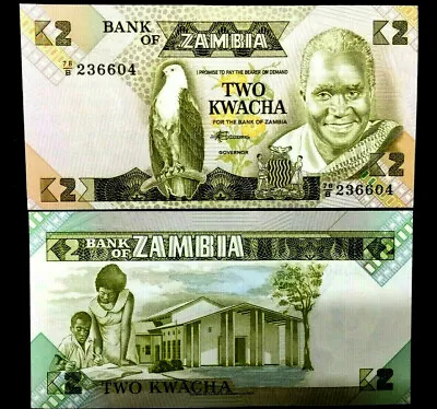 $1.90 • Buy Zambia 2 Kwacha Banknote World Paper Money UNC Currency Bill Note