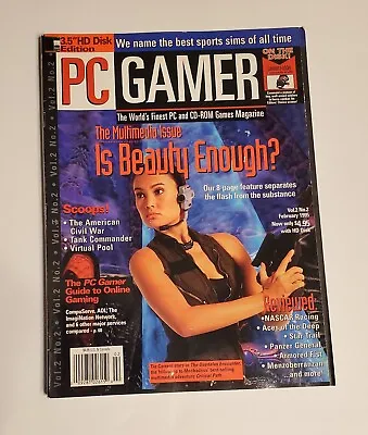 Pc Gamer Magazine Vol 2 #2  February 1995 W/ 3.5 Disk Cannon Fodder. Tia Carrere • $25