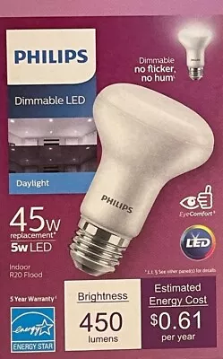 Philips 45-Watt R20 Dimmable Daylight White LED Flood Light - 450 Lumens - NEW • $7.49