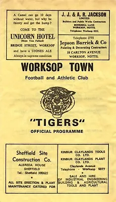 74/75 WORKSOP TOWN V MATLOCK TOWN NORTHERN PREM LGE 06.11.74 ATT. 1042 SCARCE • £2.95