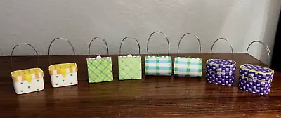$14.99 • Buy Lot Of 8 TWO'S COMPANY Colorful Art Mini Purse Basket Ornaments Easter Decor