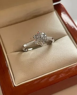 £14.99 • Buy 1.0ct CZ Solitaire 925 Sterling Silver Engagement Wedding Band Ring UK I-Y
