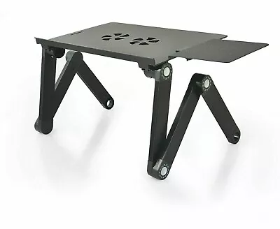 Portable Foldable Laptop Table With Adjustable Leg Stand With Mouse Pad Home Use • £10.99