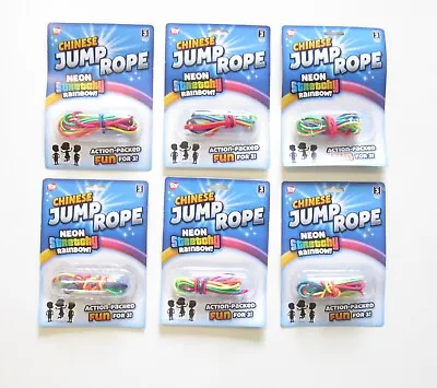 $10.25 • Buy 6 New Chinese Jump Ropes Multi Colored Neon Elastic Jump Rope Classic Toy