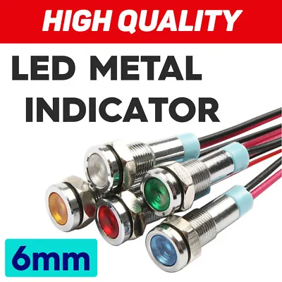 6mm LED Metal Indicator Light Waterproof Signal Lamp 6V 12V 24V 220v • $3.20
