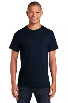 Gildan Mens Short Sleeve Ultra Cotton Crew Neck Stylish T-Shirt With Pocket G230 • $13.73