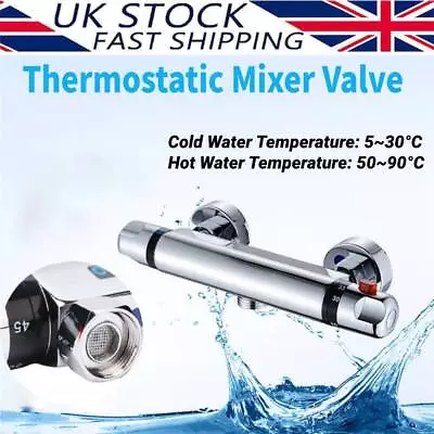 £20.99 • Buy Modern Thermostatic Exposed Bar Shower Mixer Valve Tap Chrome Bottom 1/2  Outlet