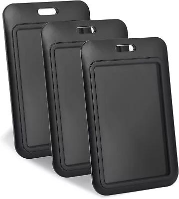 Sliding ID Badge Holder Hard Black Vertical Plastic Card Case Protector 3 Pcs US • $7.39