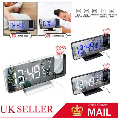 £19.99 • Buy LED Digital Projection Alarm Clock FM Radio Snooze Dimmer Ceiling Projector UK