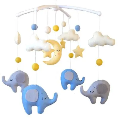 Baby Shower Gift HandMade Elephant Cot Crib Mobile 4 Baby Boy Nursery Deco UK • £19.99